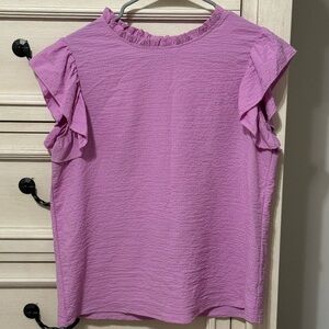Lavender Ruffle Sleeve Top